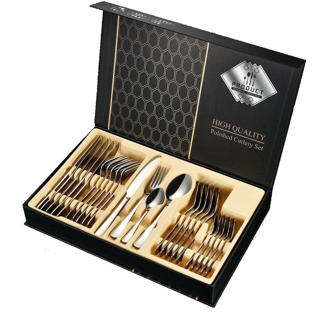 Faizee Home Besteck-Set Besteck-Set Besteckset 24 tlg. für. 6 Personen Gift Box