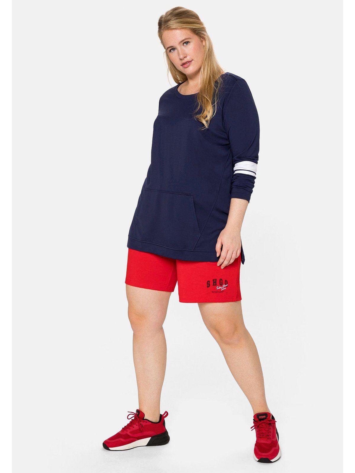 Damen Pullover Sheego Sweatshirt Sweatshirt aus Funktionsmaterial, mit Kängurutasche