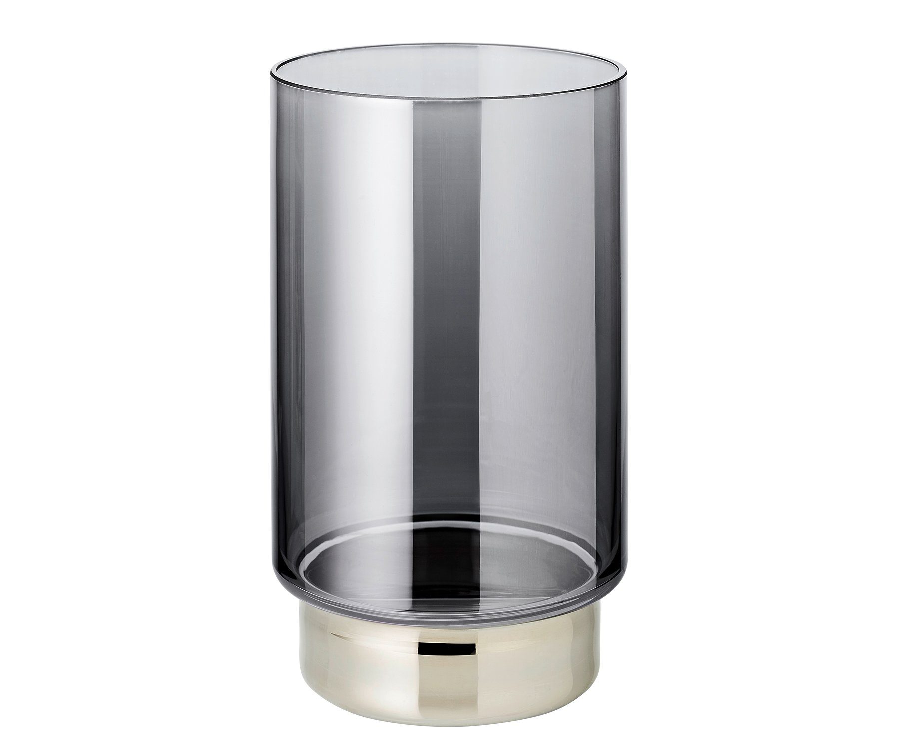 EDZARD Windlicht Isla, Rauchglas, dunkles Kristallglas mit Platinrand, H 21 cm, Ø 12 cm