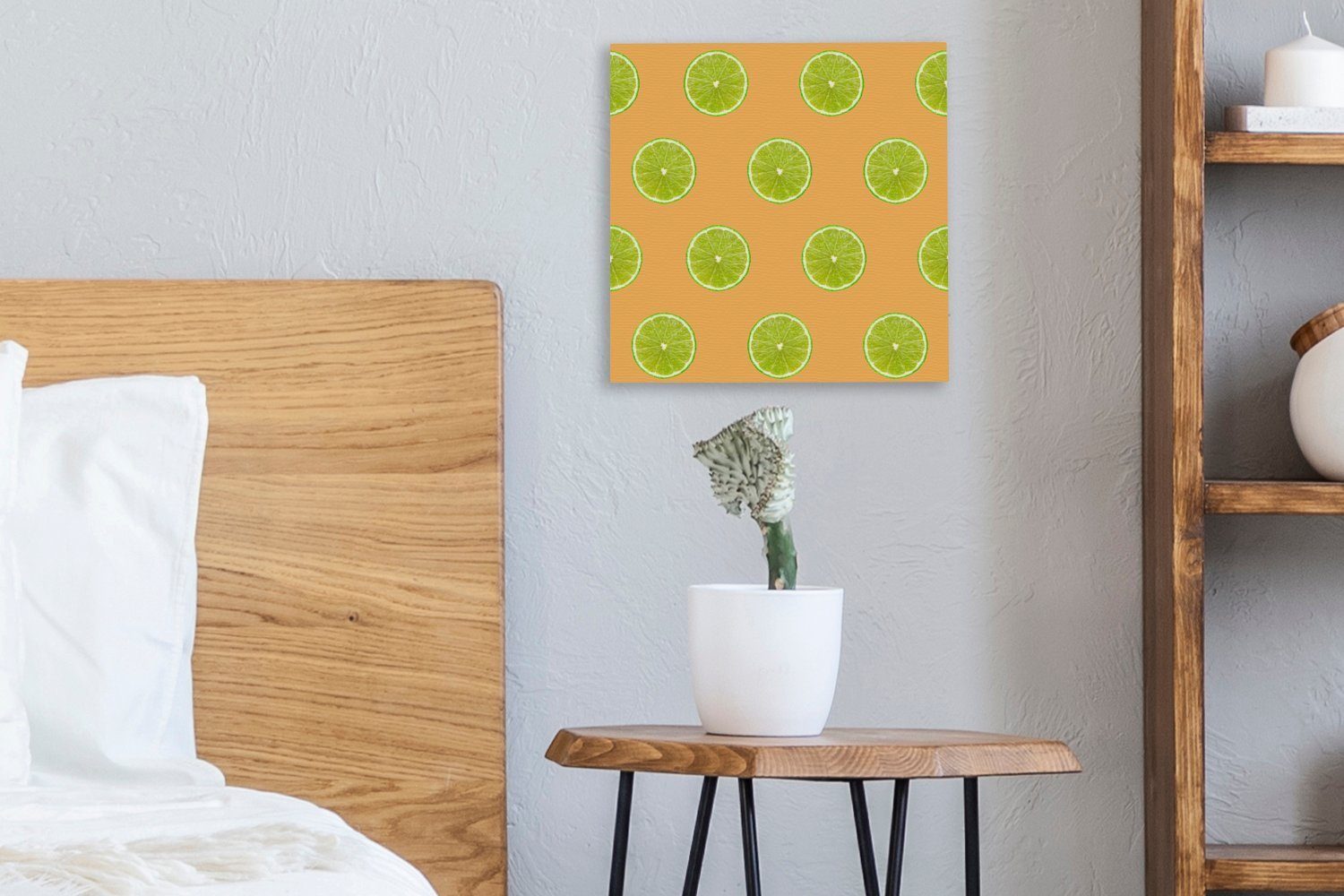 OneMillionCanvasses® Leinwandbild Limette - (1 - Leinwand Pastell St), Schlafzimmer Muster, für Bilder Wohnzimmer