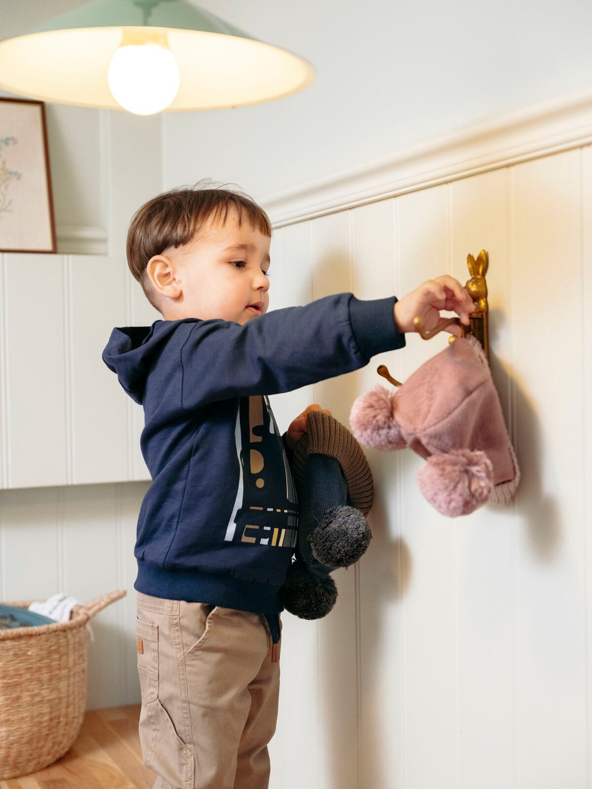 Hust & Claire Kapuzensweatjacke Kapuzensweatshirt (1-tlg) Print auf der Vorderseite, breite Bündchen