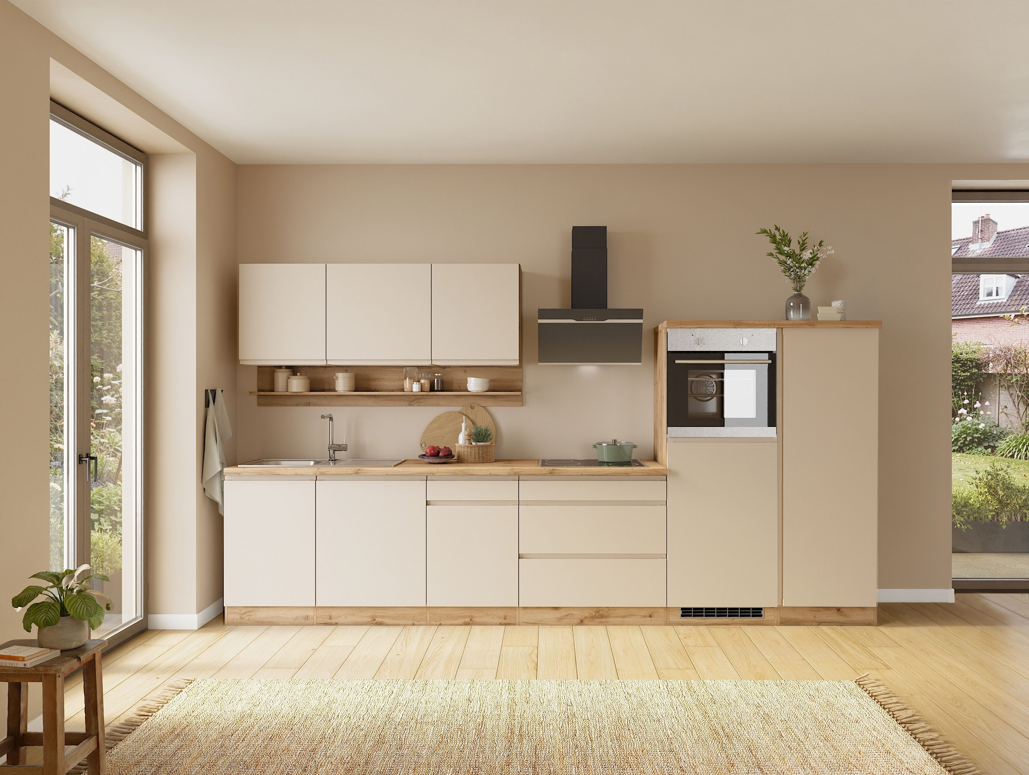 KOCHSTATION Vorratsschrank KS-Virginia,neu in verbesserter Ausführung (Stauraum, Softclose, mit CPL-Arbeitsplatte) Breite 60 cm, 5 Auszüge, Soft-Close-Funktion