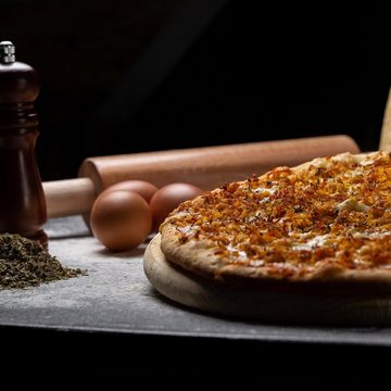 Haushalt International Pizzaschneidebrett Pizzabrett zum Servieren für 30cm Pizzen Bambusholz Pizza Schieber, Holz, (1-St)