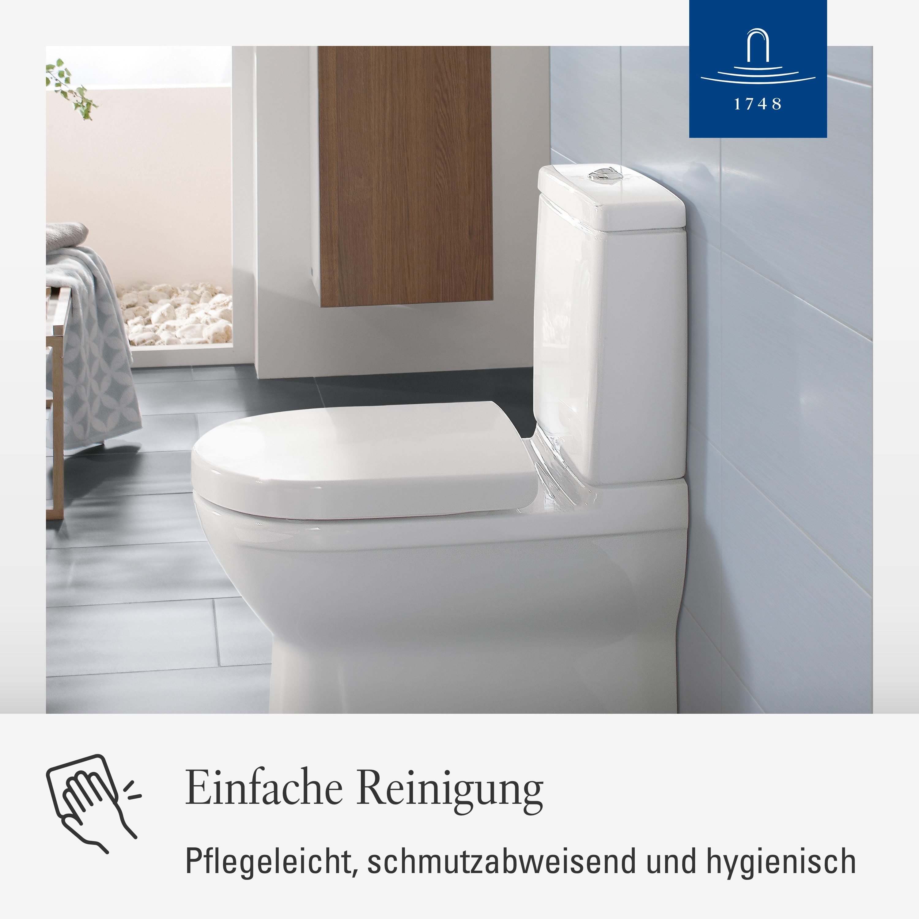Villeroy & Boch WC-Sitz O.novo, Toilettendeckel aus bruchsicherem Duroplast, D-Form, Weiß Alpin – Bild 3 von 5
