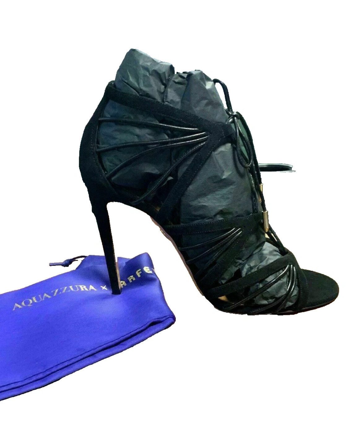 Aquazzura Firenz Very Holli Sandalen High Heels mit Schnürung & goldenen Details High-Heel-Pumps Ankle-Wrap-Design – Schnürung wird am Knöchel gebunden