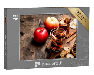 puzzleYOU Puzzle Heiße Apfeltee mit Zimtstange und Sternanis, 48 Puzzleteile, puzzleYOU-Kollektionen Getränke