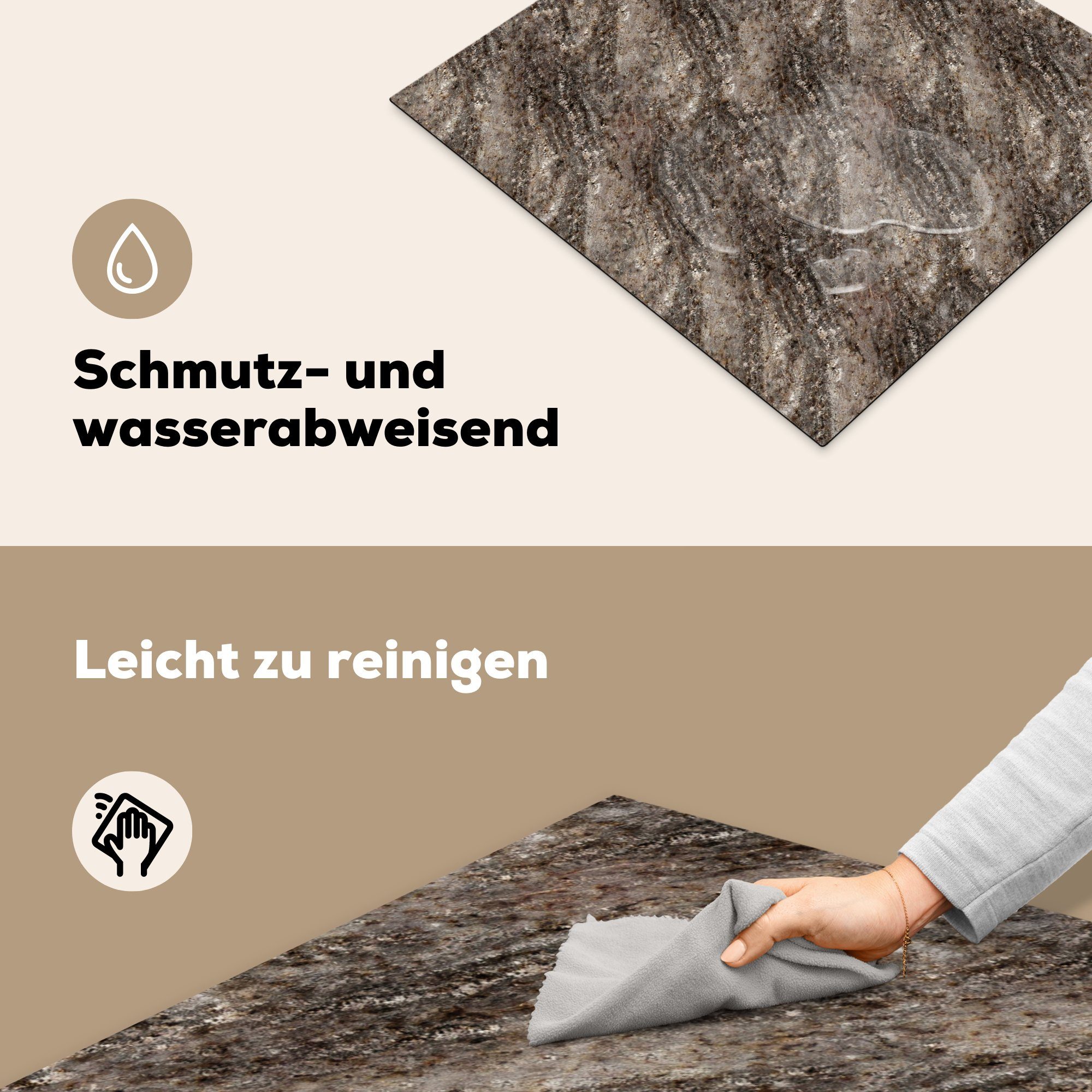Granit Dekoration für (1 Induktionskochfeld - Herdblende-/Abdeckplatte Muster, Küchen - cm, tlg), 58x51 Induktionsherd, Stein Vinyl, MuchoWow
