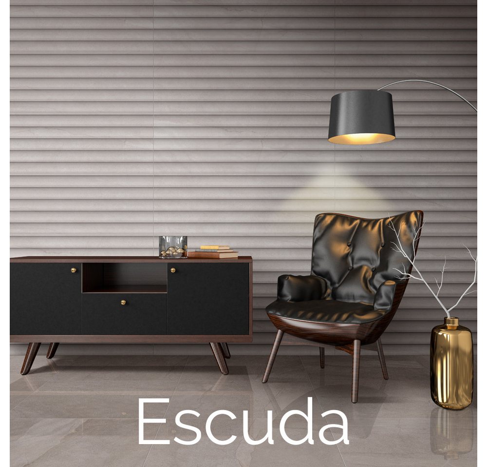 Thumbnail - Wandfliese 1 Paket (1,44 m) Fliesen ESCUDA GREY (60 × 120 cm), poliert, grau, Küche Wand Bad Flur Wandfliese Duschwand S...