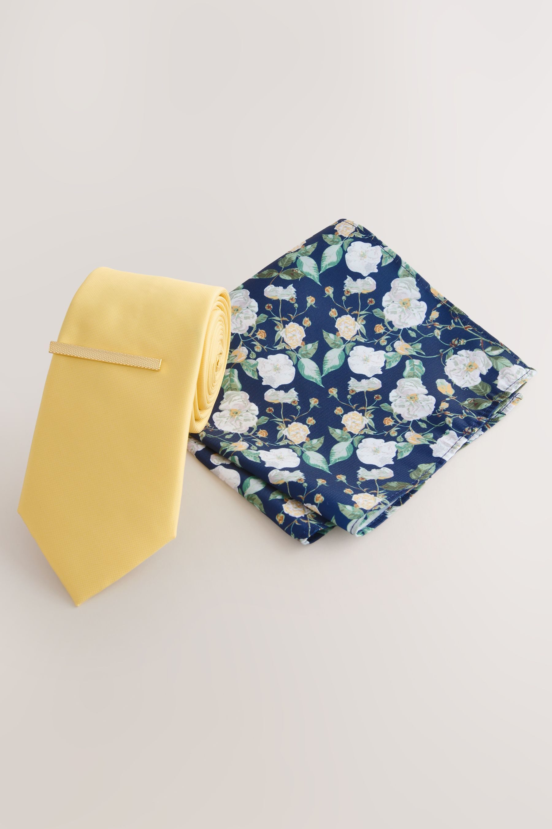 Next Krawatte Krawatte und Einstecktuch mit floralem Print (3-St)