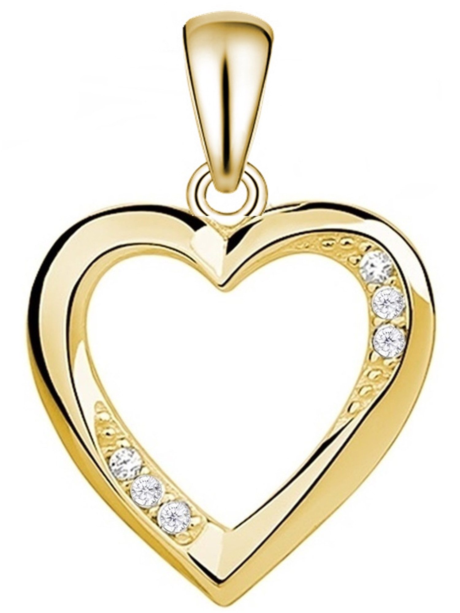 Goldene Hufeisen Herzanhänger Herz Anhänger 925 Sterling Silber mit Zirkoni günstig online kaufen