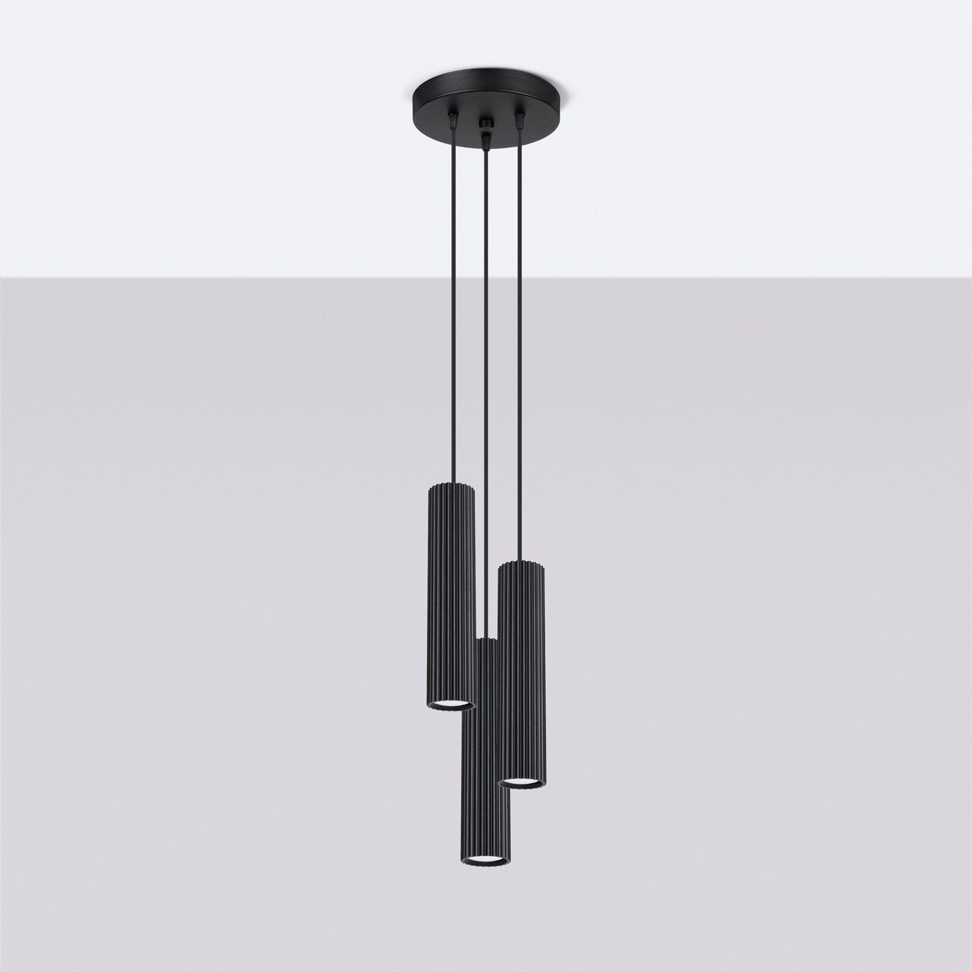 SOLLUX lighting Hängeleuchte Pendelleuchte Karbon 3P Schwarz, Nicht enthalten – Bild 2 von 5
