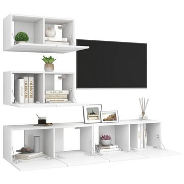 vidaXL TV-Schrank 4-tlg. TV-Schrank-Set Weiß Holzwerkstoff (1-St)