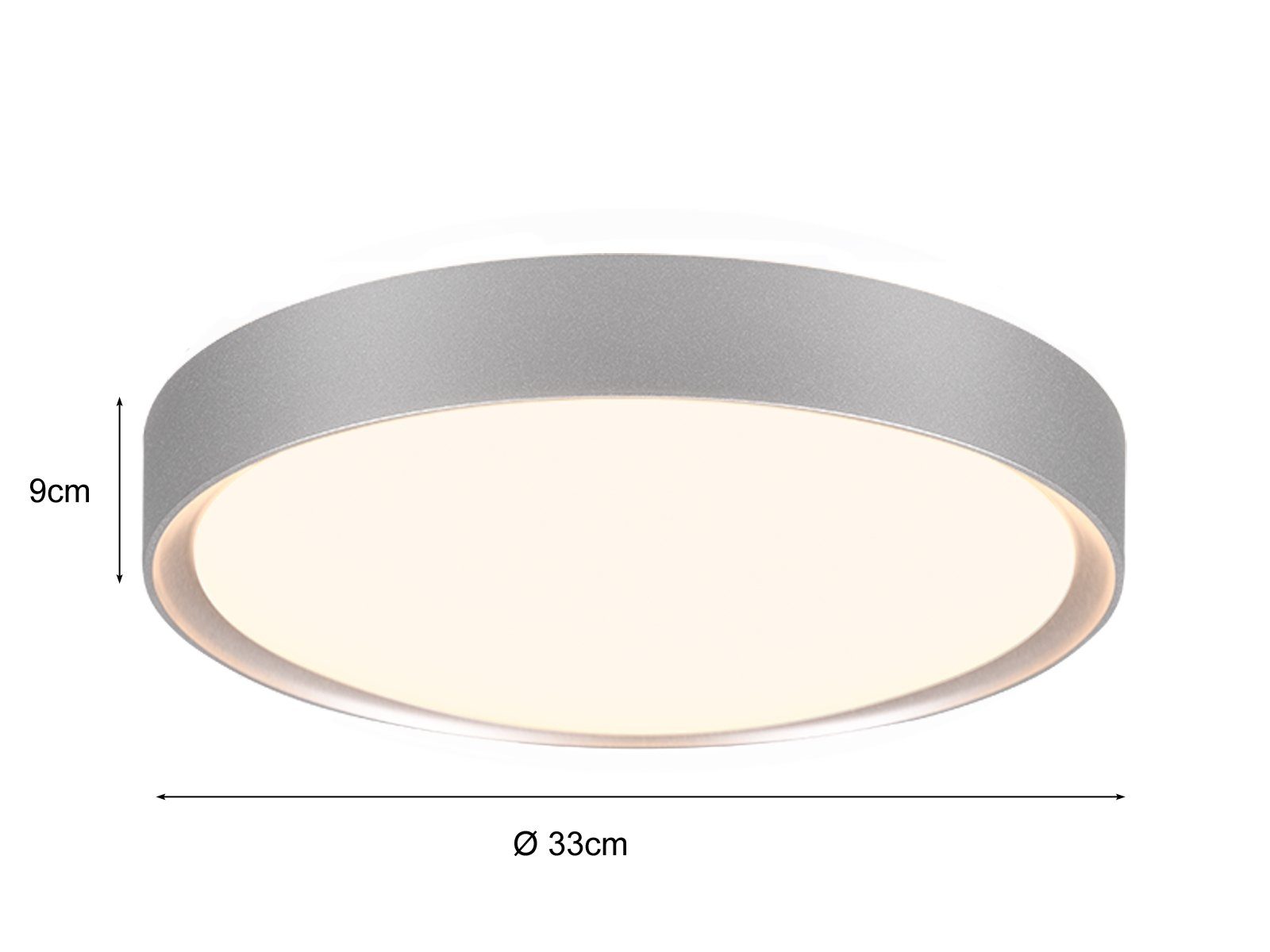 LED fest Grau 2er Ø33cm meineWunschleuchte integriert, WC Gäste Badezimmer-Lampen IP44 Bad-lampe Decke Grau für Set Deckenleuchte, Warmweiß, LED Titanfarben