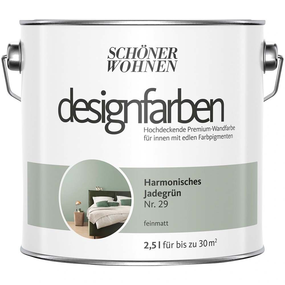 SCHÖNER WOHNEN FARBE Wandfarbe Schöner Wohnen Designfarben 2,5 Ltr. Harmonisches Jadegrün Nr. 29