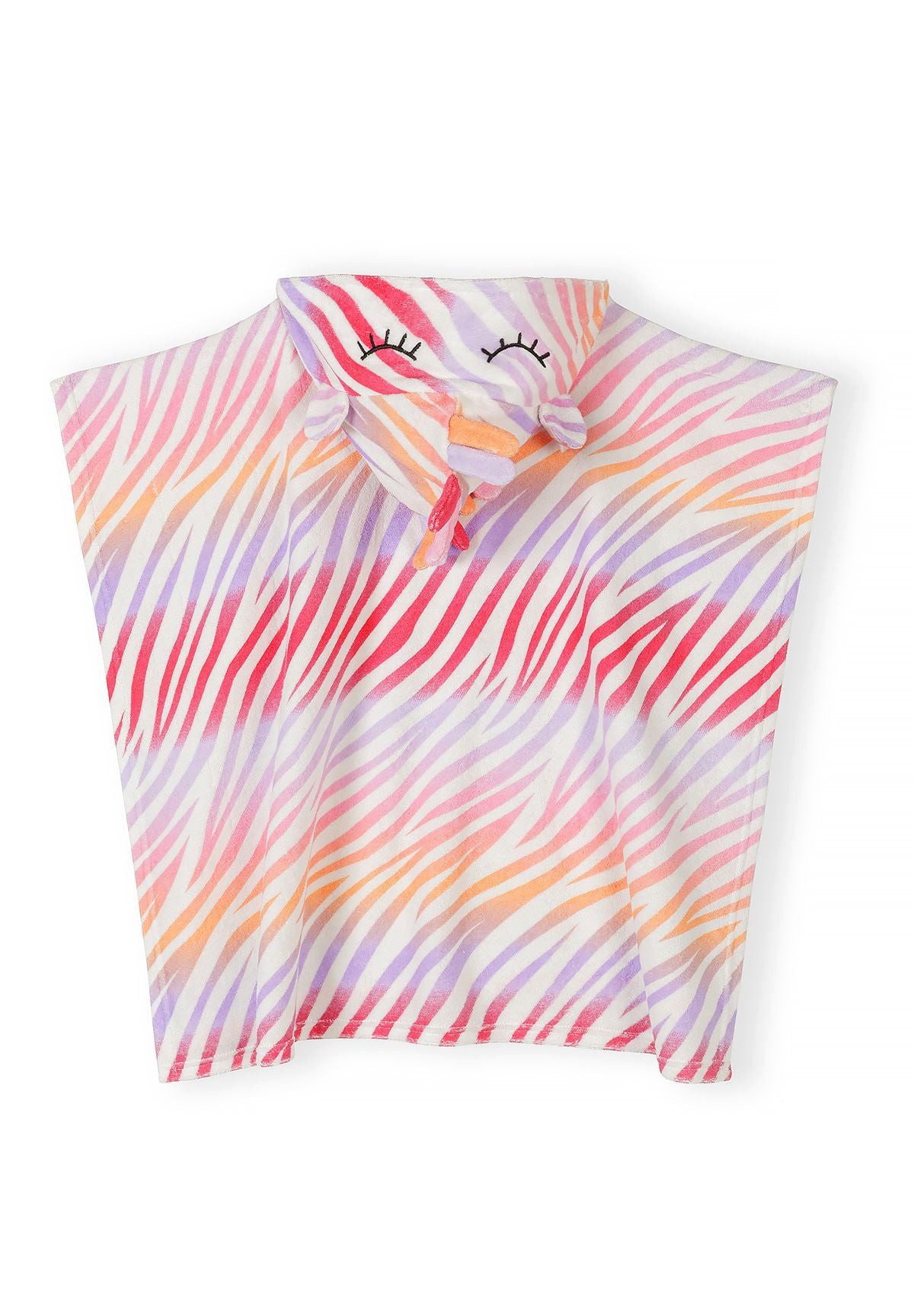 MINOTI Badeponcho für Mädchen mit Kapuze, Baumwolle, Kapuze, Zebramuster – Bild 3 von 4