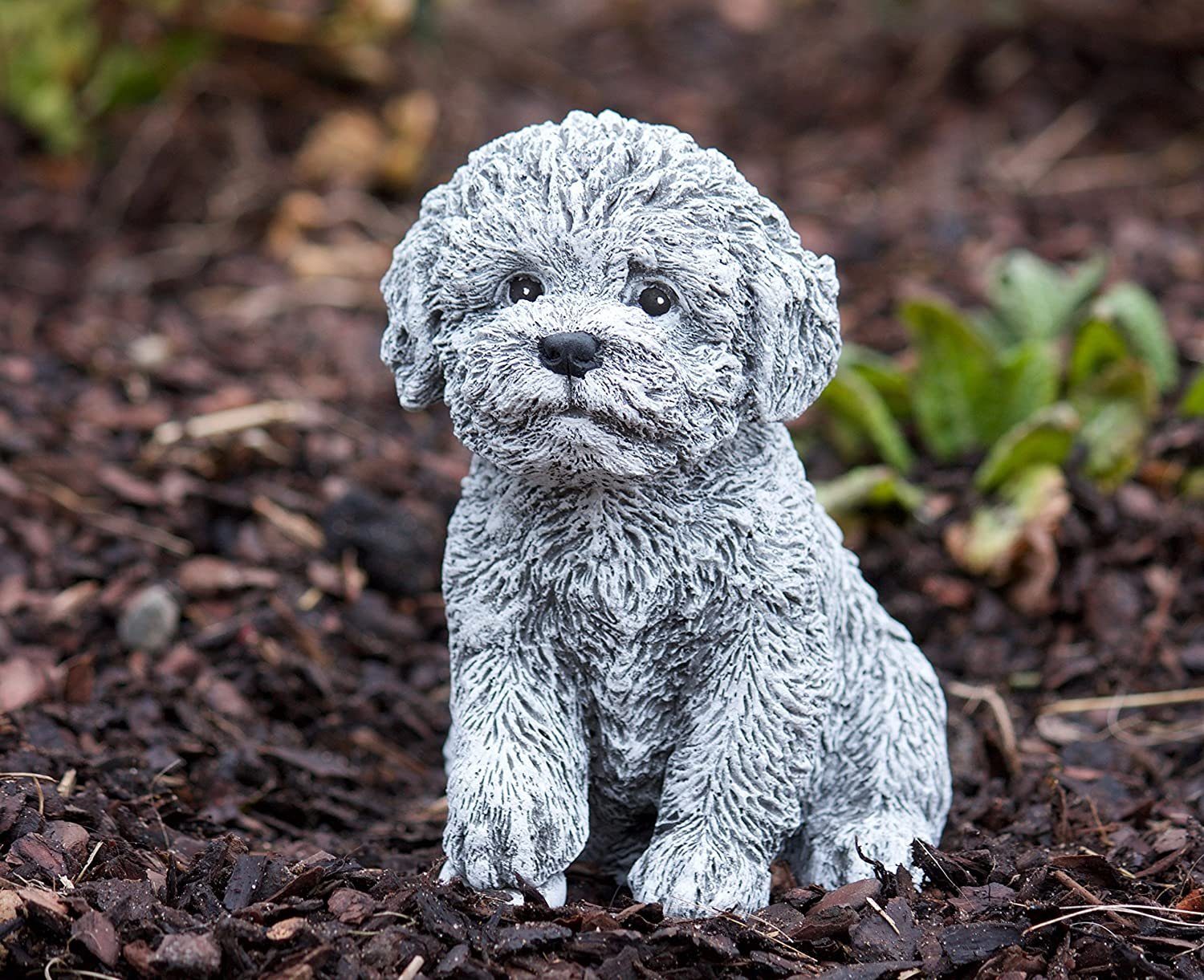 Stone and Style Gartenfigur Frostfeste Steinfigur Hund Malteser Welpe – Bild 2 von 5