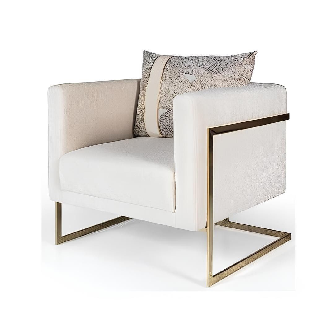 Sessel Beigefarbener moderner Sessel weicher Stoffsessel Designermöbel