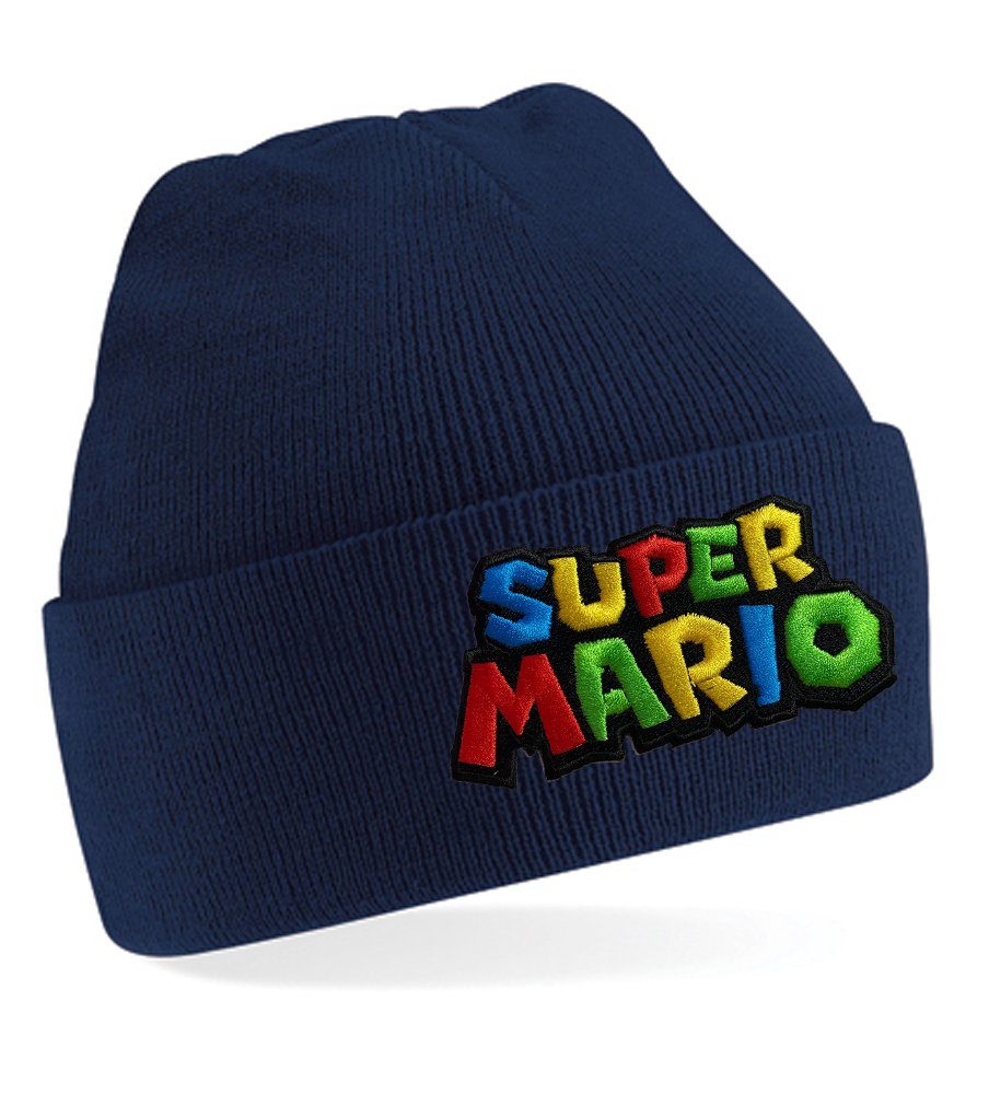 Blondie & Brownie Beanie Unisex Erwachsenen Mütze Super Mario Yoshi Luigi Stick Navyblau