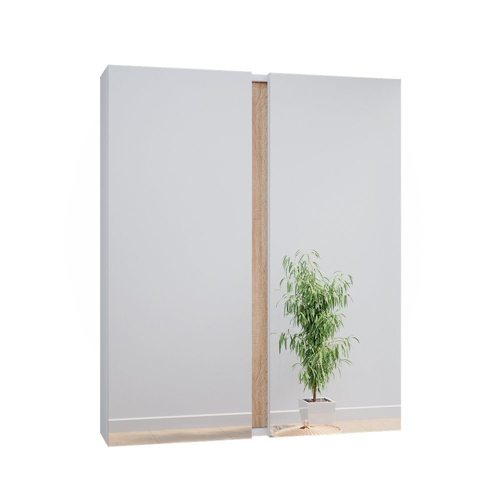 Vicco Badspiegelschrank Gloria Weiß/Sonoma 71 x 84 cm mit 2 Türen günstig online kaufen