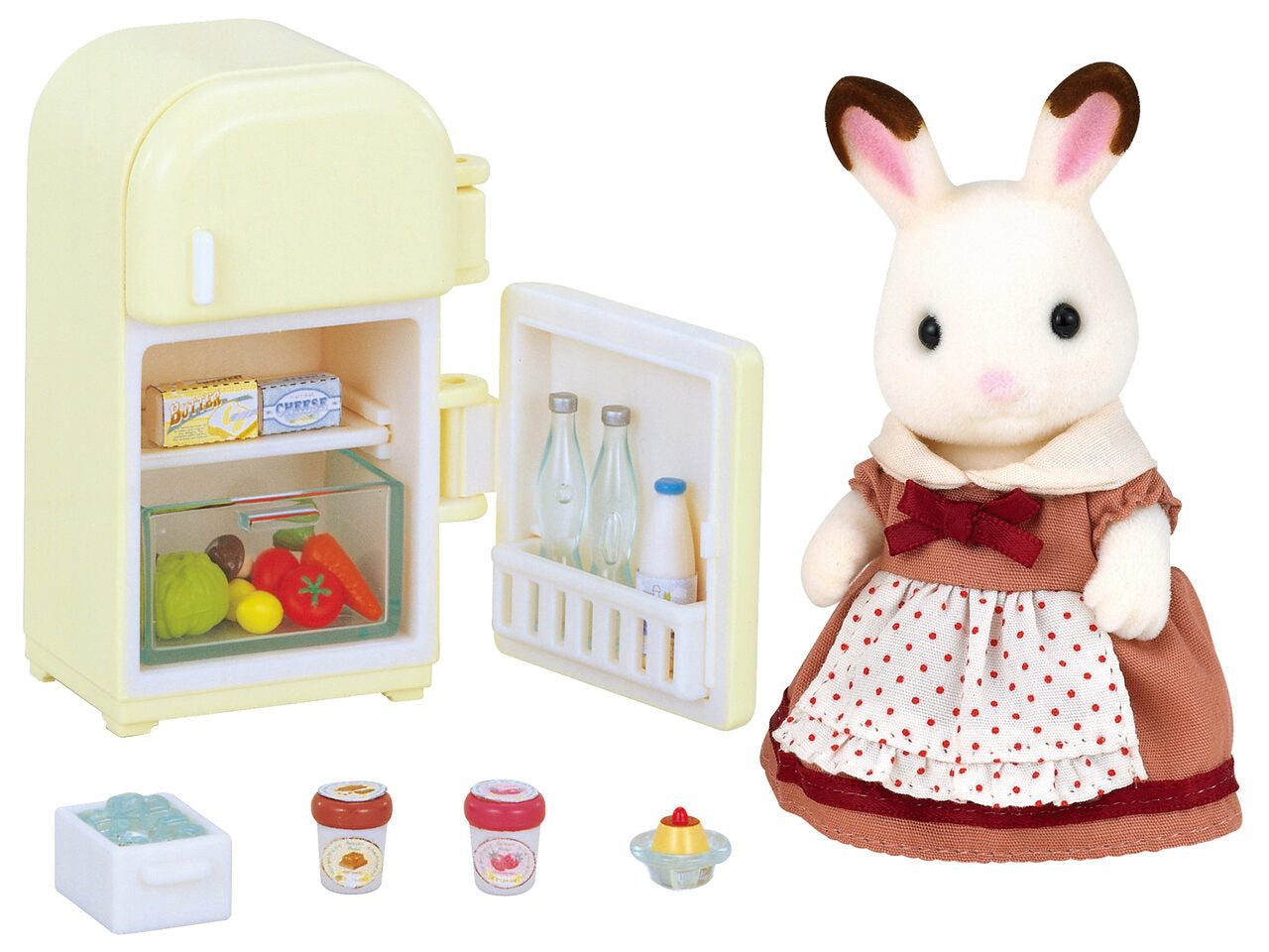 Sylvanian Families Puppenhausmöbel Sylvanian Families 5014 Schokoladenhasen Mutter mit Kühlschrank