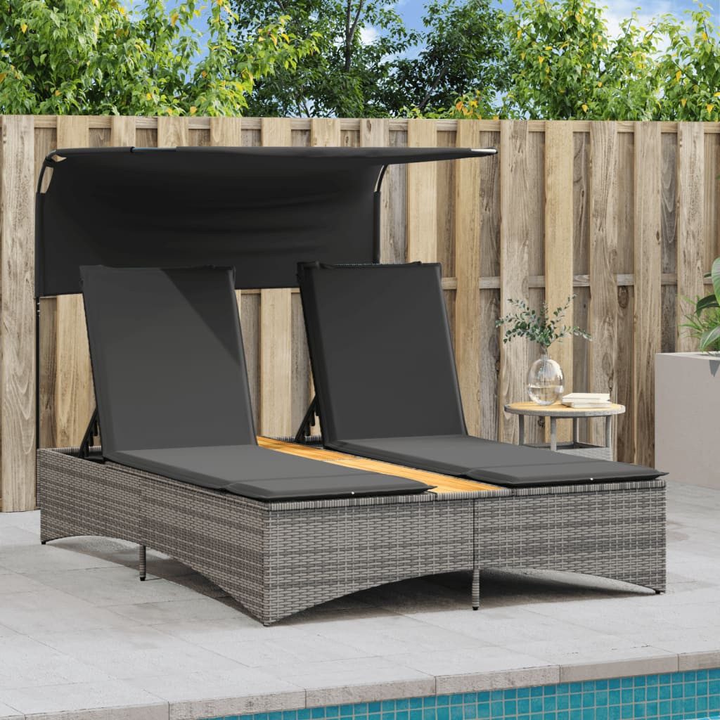 vidaXL Gartenliege Doppel-Sonnenliege mit Dach und günstig online kaufen
