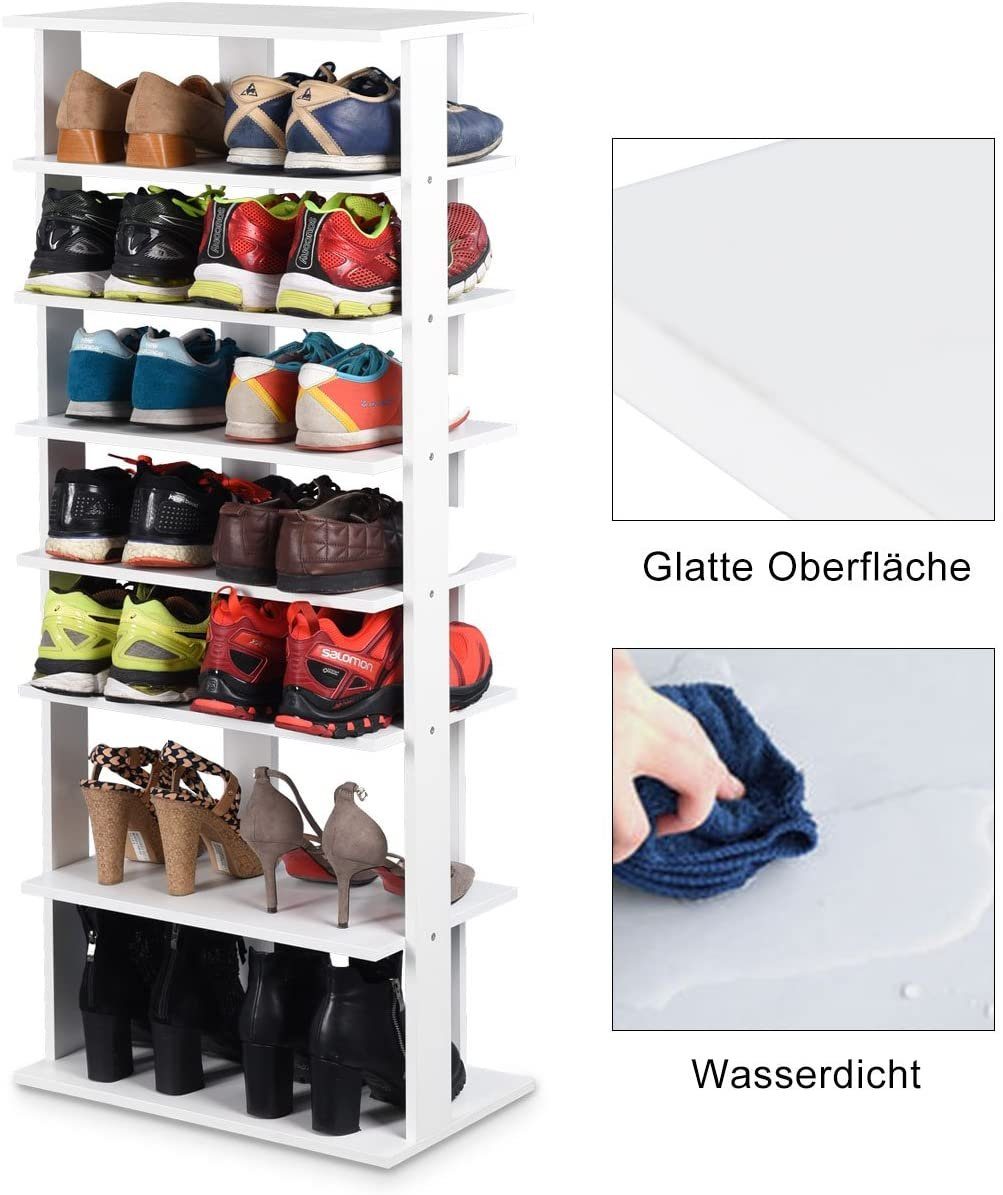 Weiß verstellbaren Weiss Ebene, 110cm | 8 mit Schuhregal, COSTWAY Regalhöhen,