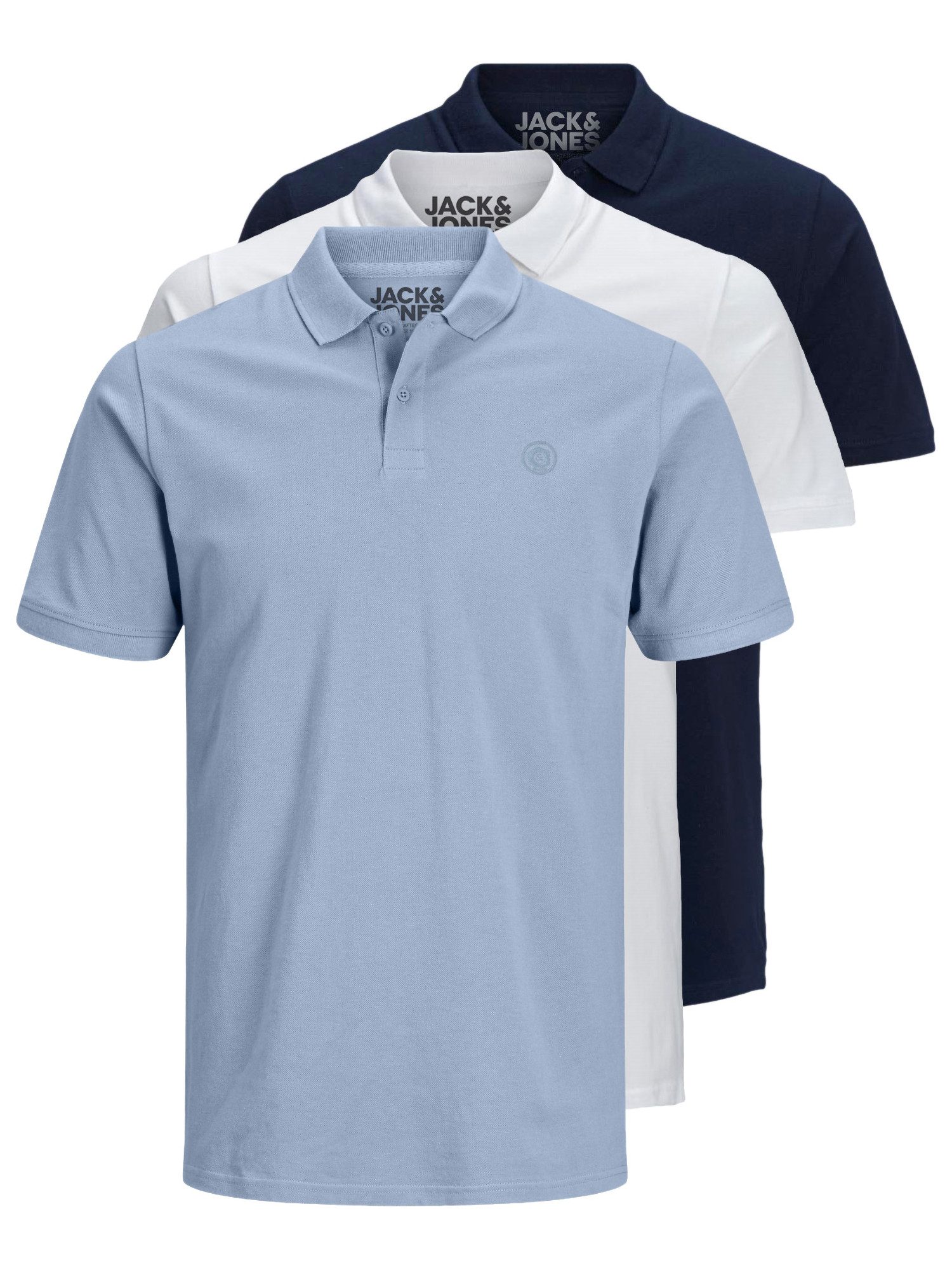 Jack & Jones Poloshirt Basic (3-tlg., 3er Pack) slimfit / figurbetont geschnitten