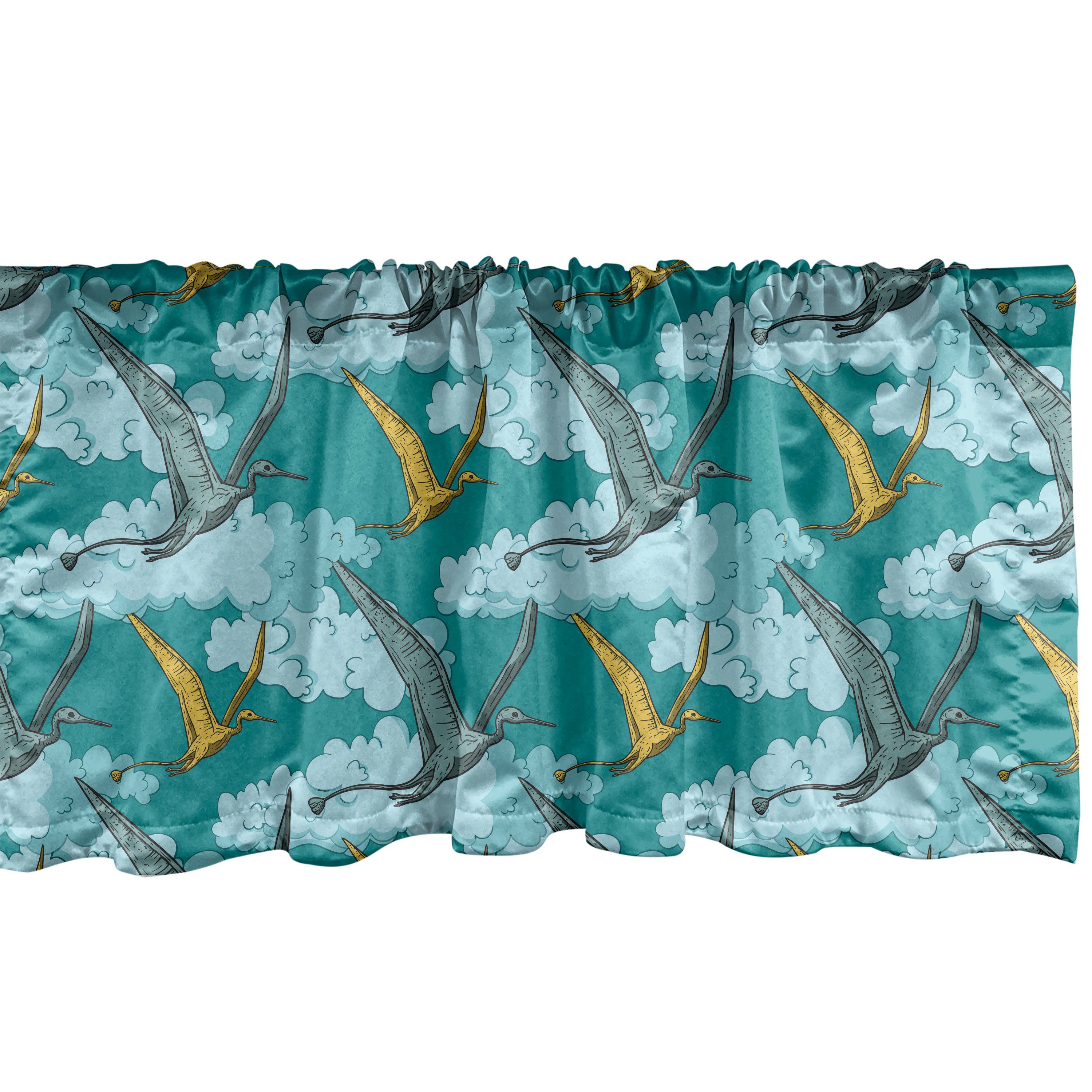 Scheibengardine Vorhang Volant für Küche Schlafzimmer Dekor mit Stangentasche, Abakuhaus, Microfaser, Reptil Fliegen Pteranodon Jurassic