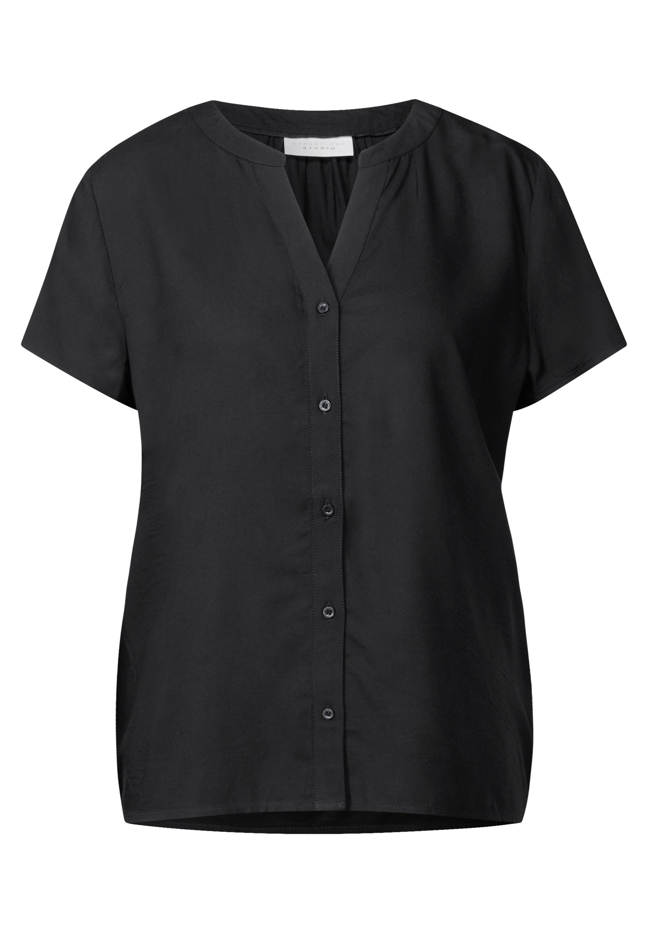 STREET ONE STUDIO Shirtbluse mit geschlitztem Rundhalsausschnitt