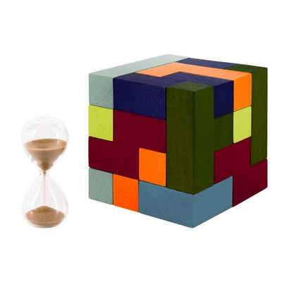 Remember 3D-Puzzle 3D Puzzle KUBUS mit Sanduhr, Bausteinen, Aufgabenkarten, Puzzleteile, Remember 3D Puzzle KUBUS mit Sanduhr, Bausteinen, Aufgabenkarten