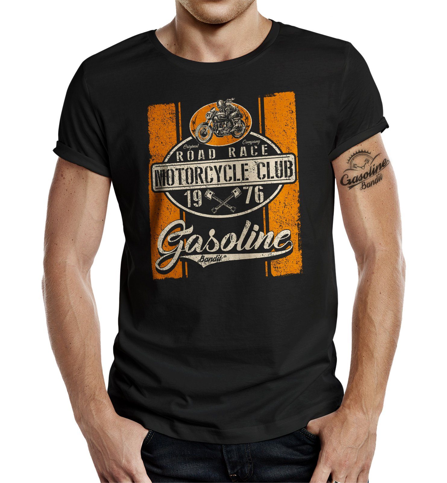 GASOLINE BANDIT® T-Shirt im Biker Racer Motorrad Design: Motorcycle Club