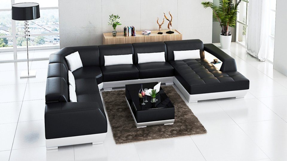 Wohnlandschaft Ledersofa Ecksofa, JVmoebel Couch Design Sofa Eck Ecksofa Modern