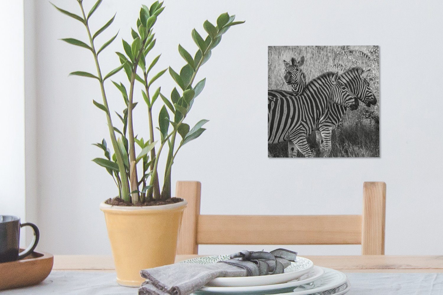 OneMillionCanvasses® Zebras, Leinwandbild Drei Leinwand St), Wohnzimmer für Schlafzimmer grasende (1 Bilder