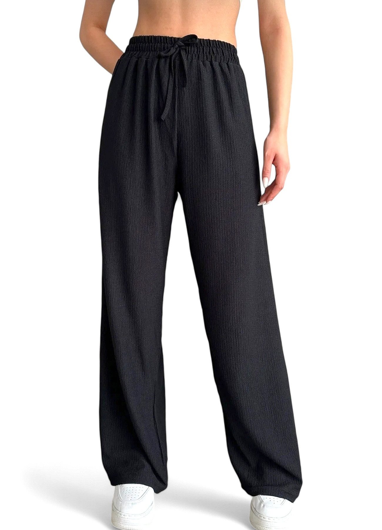 fashionshowcase Palazzohose Damen Crinkle Hose mit elastischem Bund & Tunne günstig online kaufen