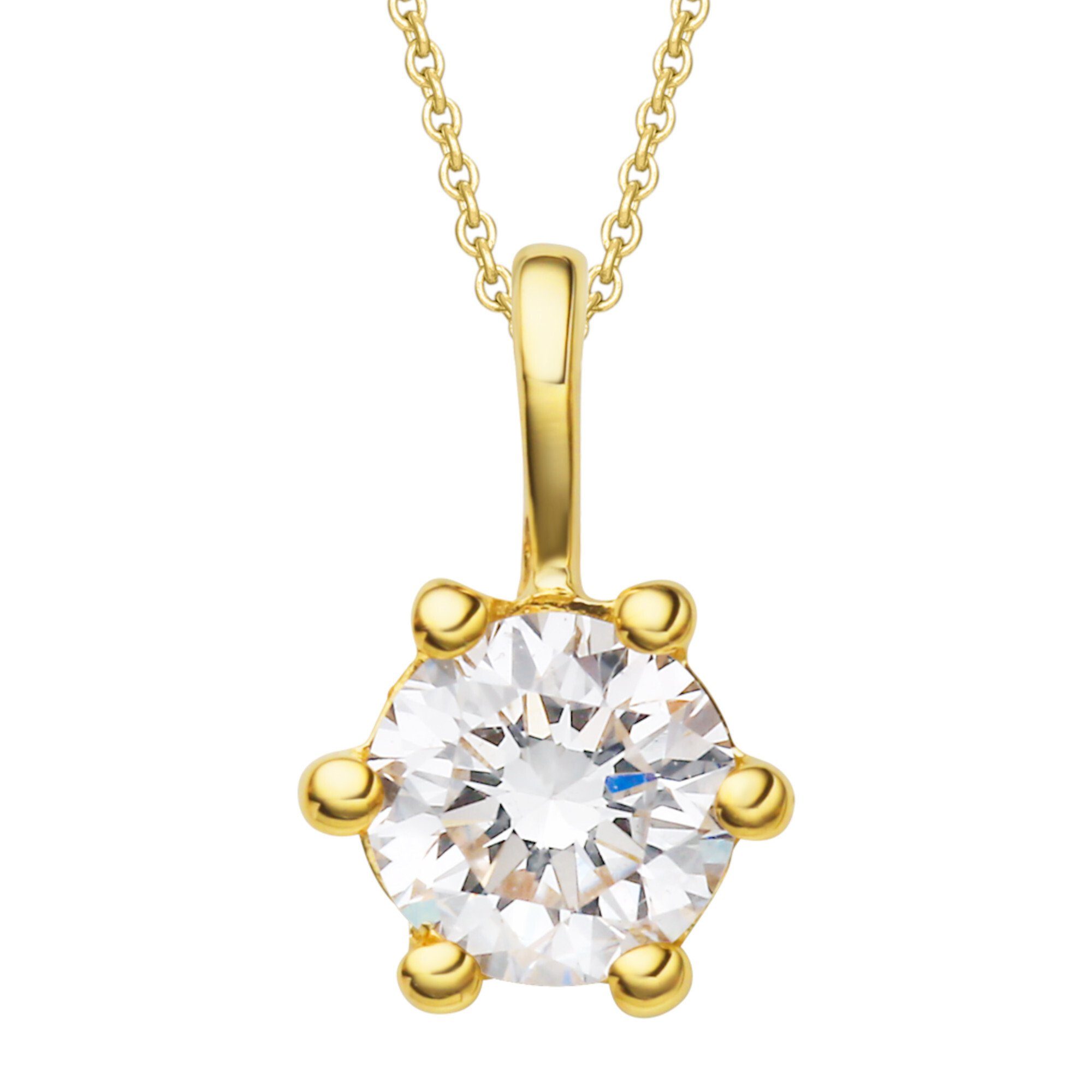 Damen 750 Gelbgold, ct aus Brillant Schmuck Kettenanhänger Gold Diamant ONE 0.2 ELEMENT Anhänger