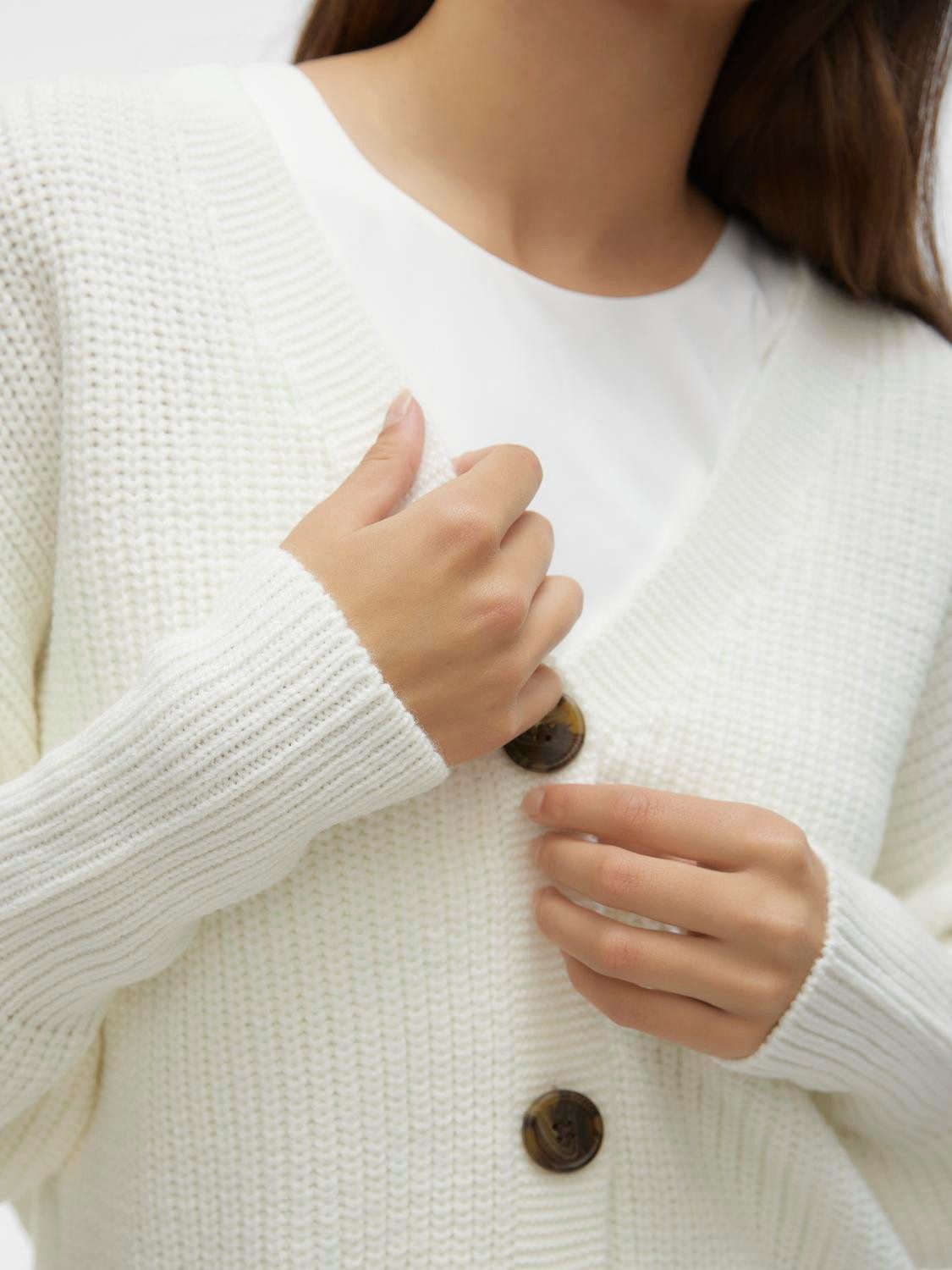 Vero Moda Strickjacke VMLEA LS V-NECK CUFF CARDIGAN NOOS Rippstrick