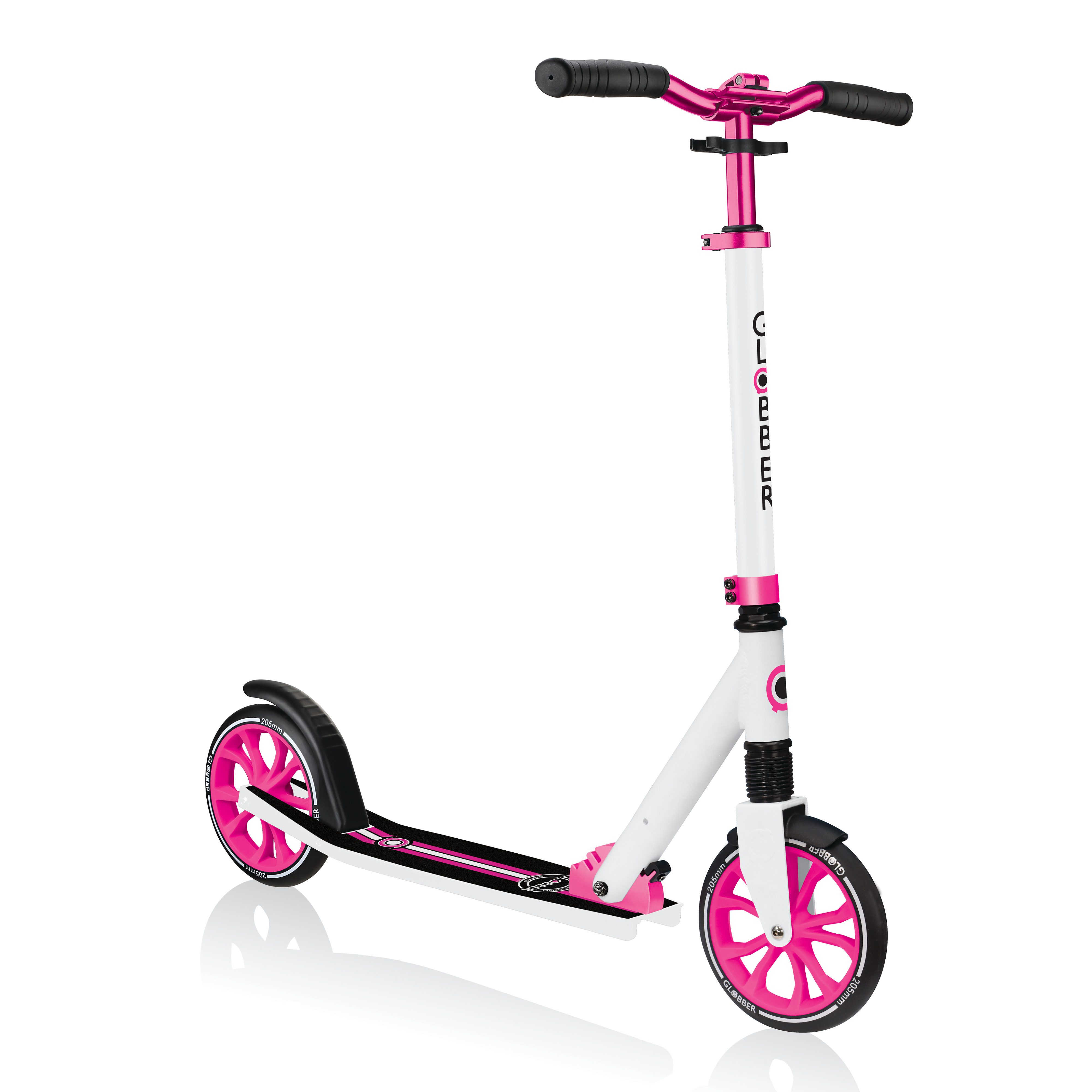 Globber Tretroller NL 205 Scooter - Für Kinder, Teens & Erwachsene, ABEC 7, Federung, Frontfederung PU-Rollen 205 mm Alu-Deck, Antirutsch