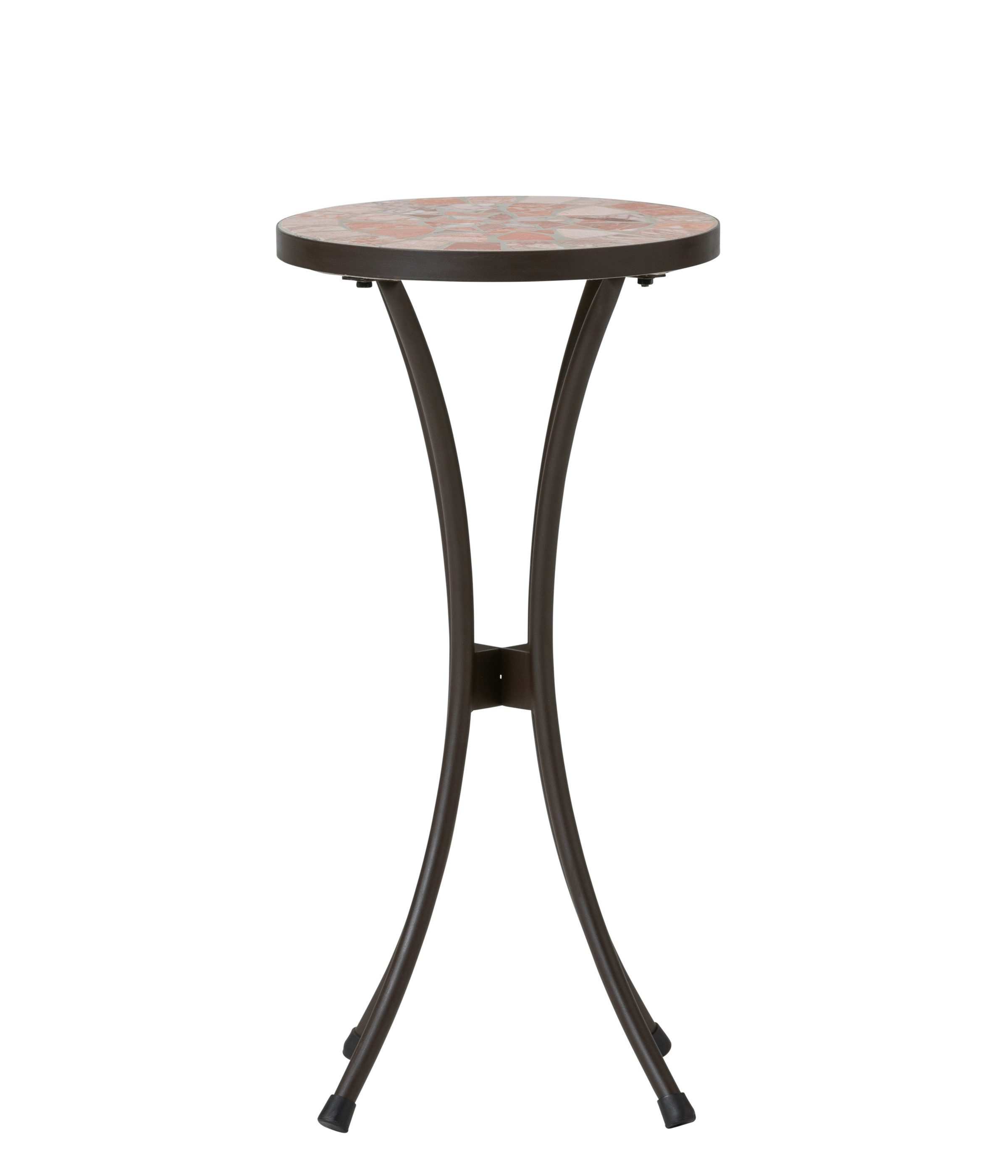 Dehner Blumenständer Mosaik Blumenhocker Chiara, versch. Größen, terra-rosé, romantischer Beistelltisch mit pulverbeschichtetem Metallgestell