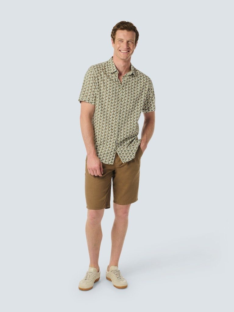 NO EXCESS Kurzarmhemd Shirt Short Sleeve Allover Printed Brown