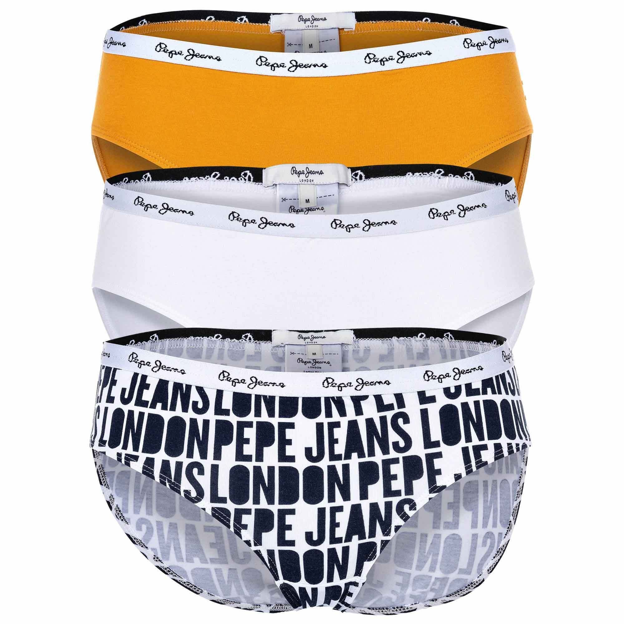 Pepe Jeans Slip Damen AO 3er Pack- Weiß/Gelb BIKINI CLASSIC Slips