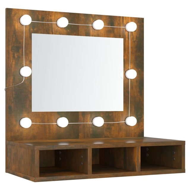 vidaXL Badezimmerspiegelschrank Spiegelschrank mit LED Räuchereiche 60×31,5×62 cm