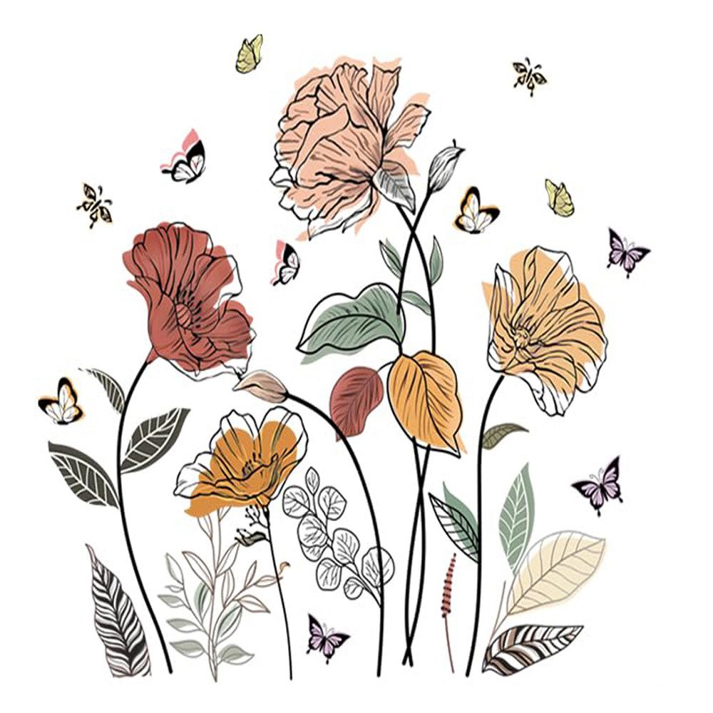 Agger Wandtattoo Blätter Pflanzen Wandaufkleber Wandsticker Kinderzimmer 30x90 cm (2 St), Wohnzimmer Schlafzimmer Flur Wanddeko
