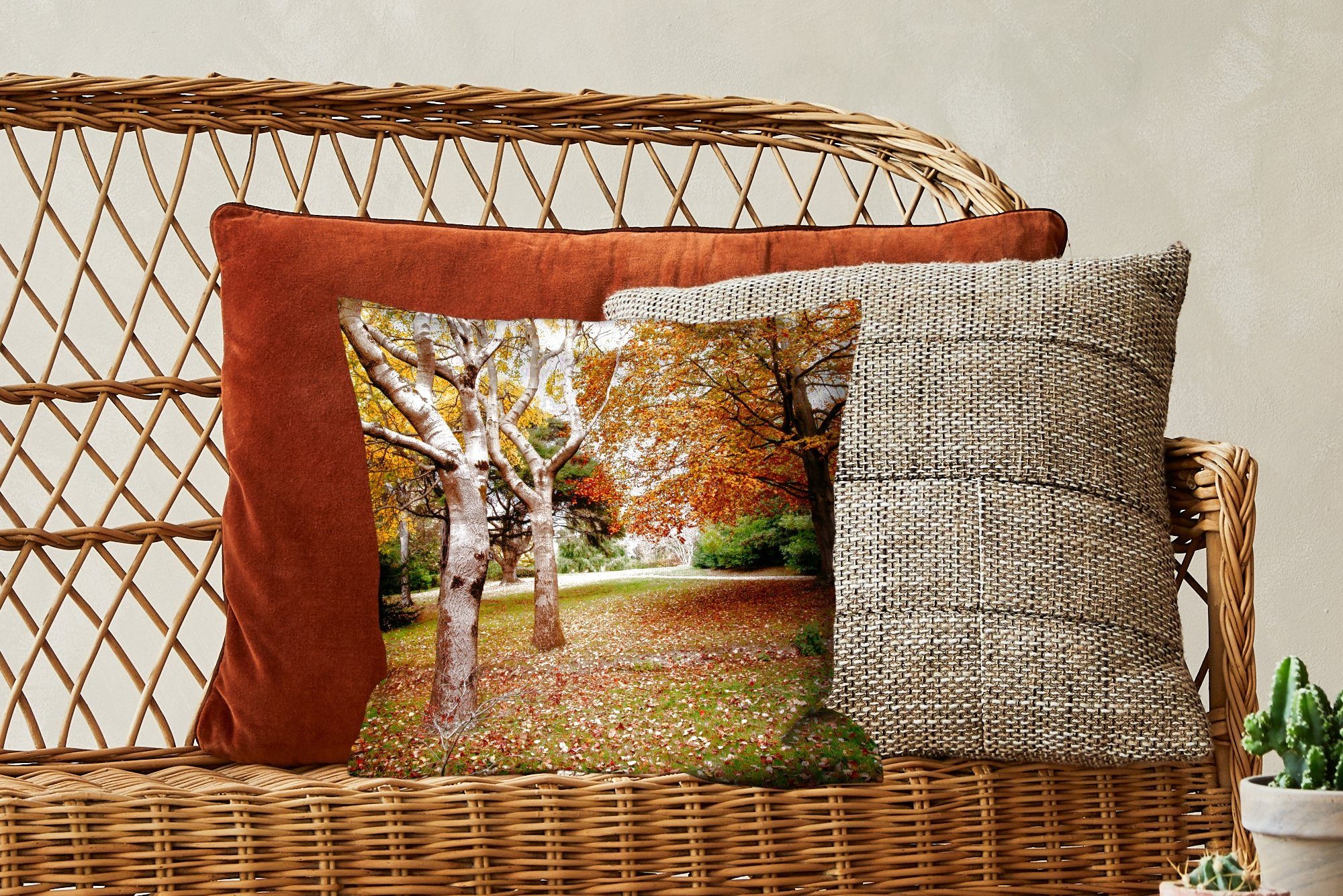 Natur, MuchoWow Herbst Bäume Füllung Zierkissen Deko, mit Laub - Schlafzimmer, - für Dekokissen Wohzimmer, - Sofakissen