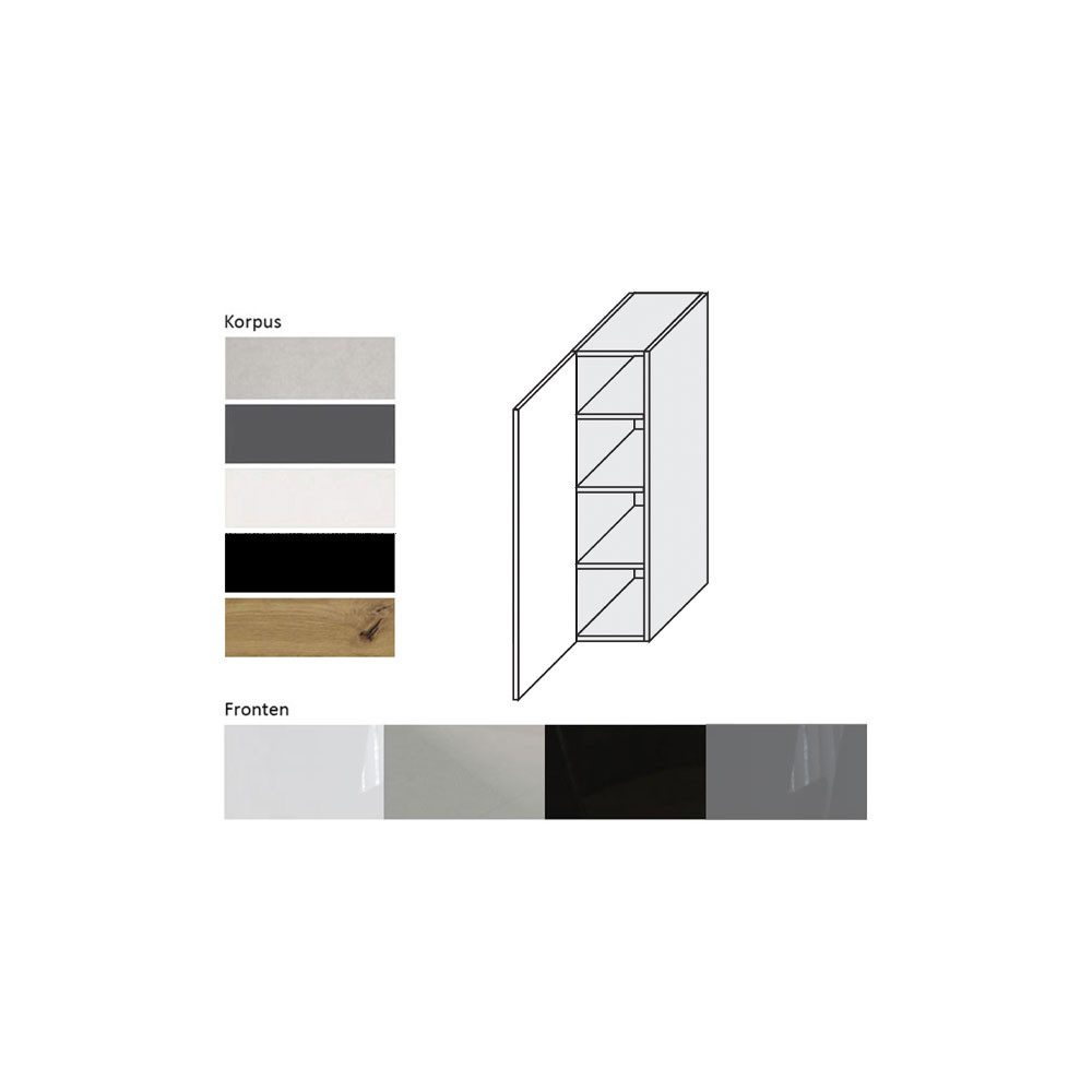 Feldmann-Wohnen Klapphängeschrank Essen (W4/20, 1-türig, 3 Einlegeböden, 1-St., moderne Optik, Acrylfronten mit Glaseffekt) weiß / graphit Hochglanz