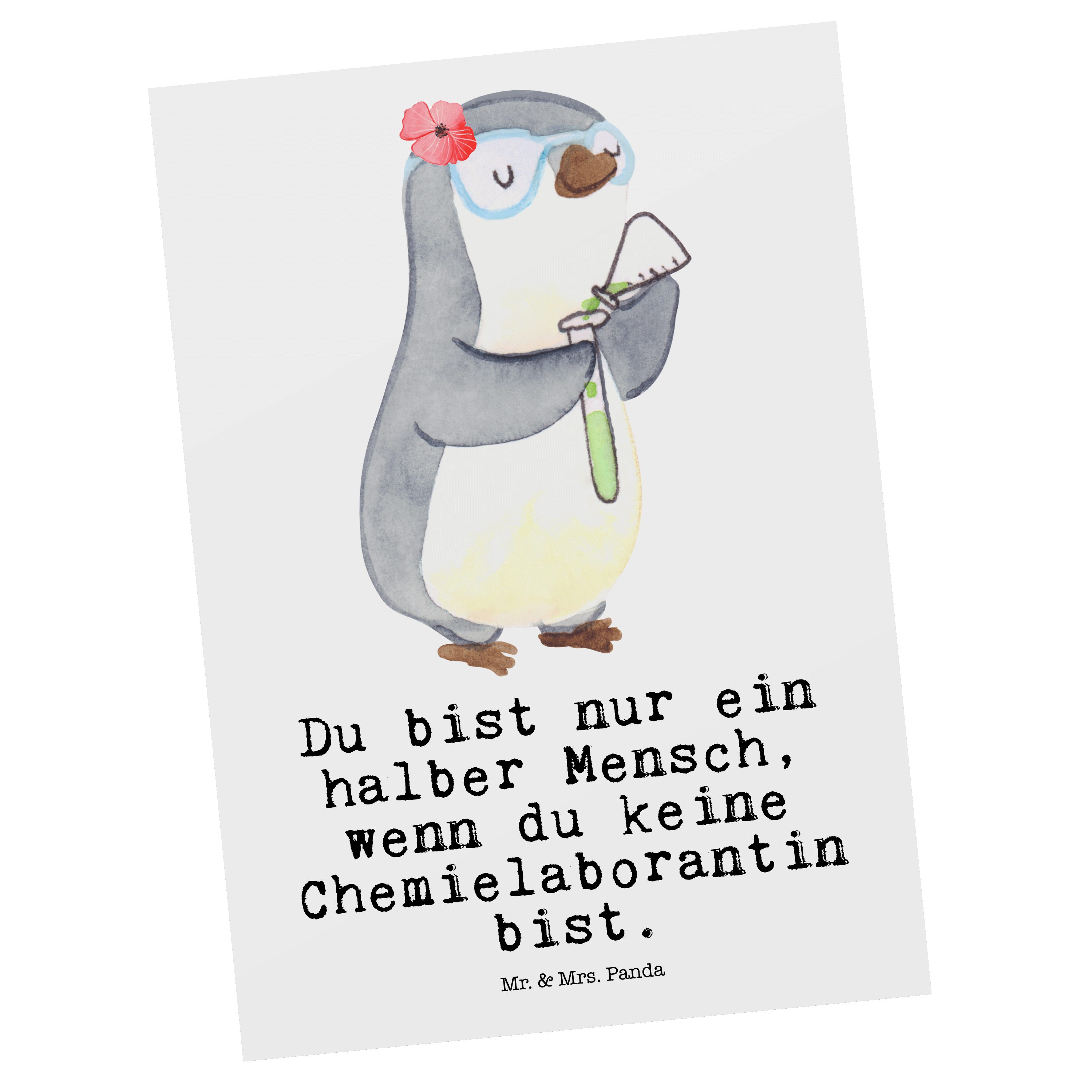 Mr. & Mrs. Panda Postkarte Jubiläum, Geb Herz mit - - Chemielaborantin Weiß Forschung, Geschenk