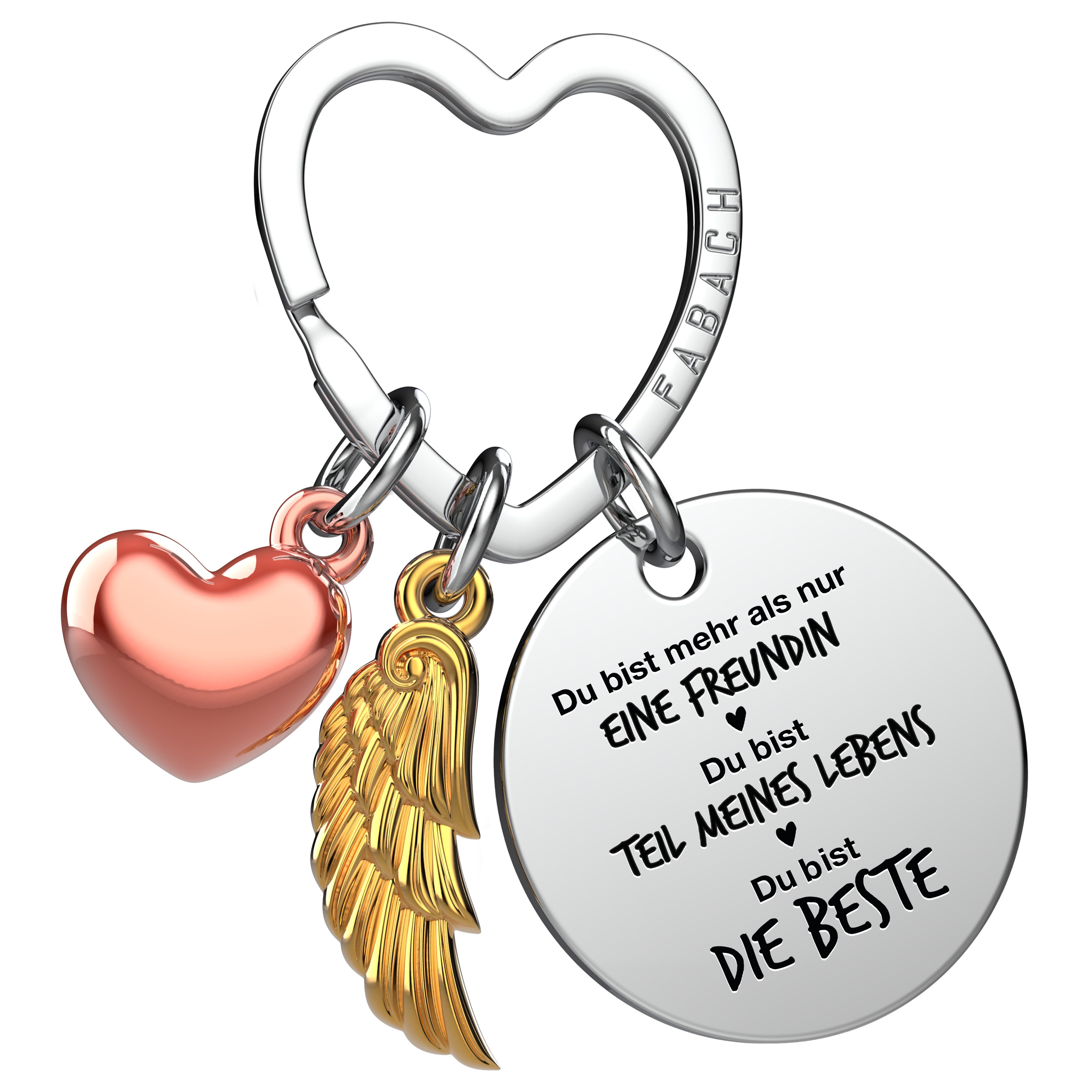 FABACH Schlüsselanhänger Glücksbringer Herz und Engelsflügel mit Gravur "Be günstig online kaufen