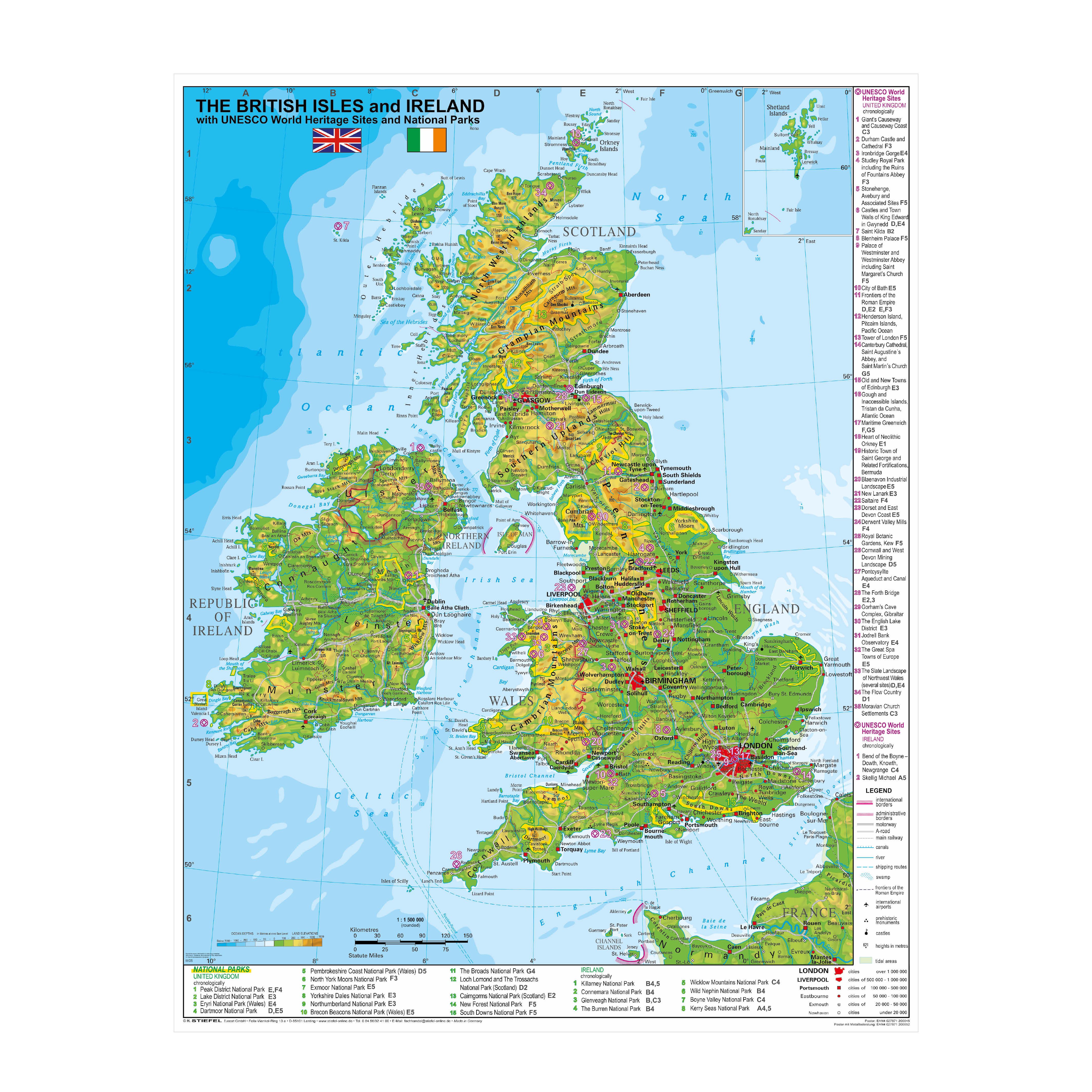 STIEFEL Poster The British Isles and Ireland with UNESCO World Heritage Sit günstig online kaufen