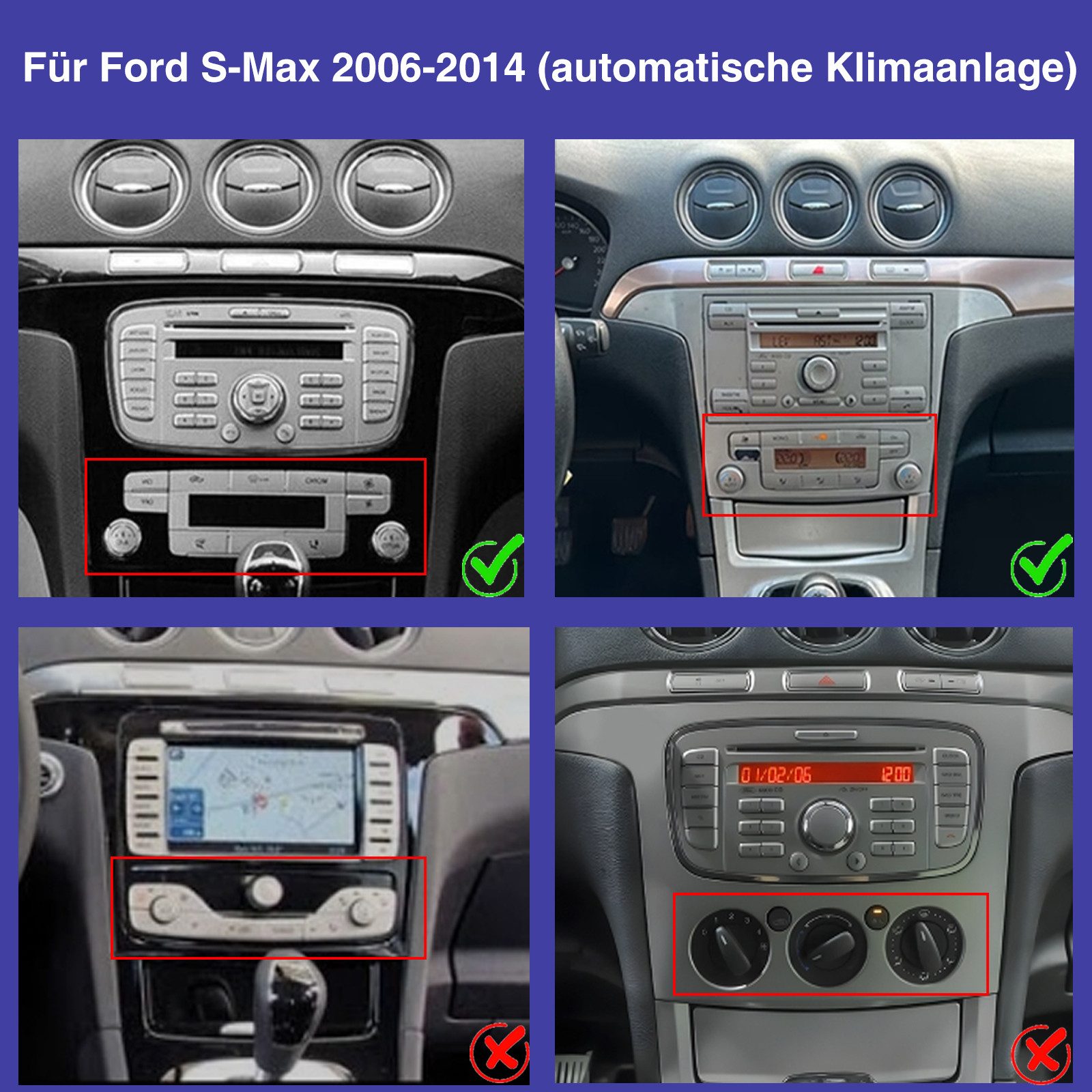 ESSGOO DAB+ Für Ford S-Max 2007-15 Android 15 Autoradio Carplay GPS Navi RDS Autoradio (RDS, 4+64GB(optional), Digitalradio (DAB), FM, AM, Carplay Android Auto Bluetooth EQ USB GPS Navi WIFI Touchscreen)