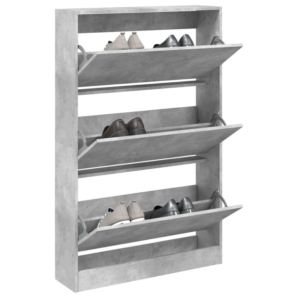 vidaXL Schuhschrank 80 x 21 x 1255 cm Schuhschrank Betongrau 80x21x125,5 cm Spanplatte