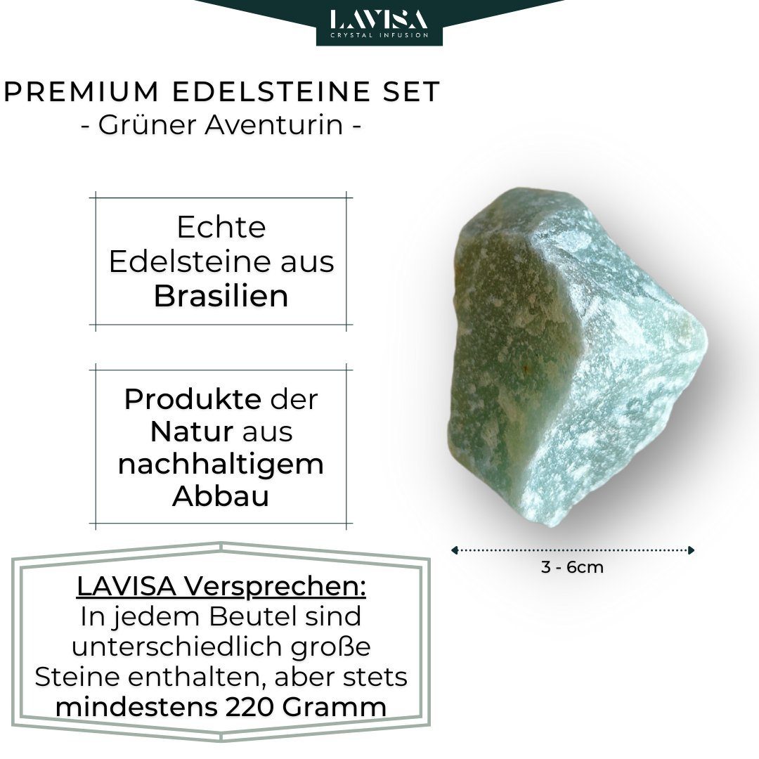 Grüner Edelsteine, Aventurin Natursteine Edelstein LAVISA Mineralien Dekosteine, Kristalle, echte